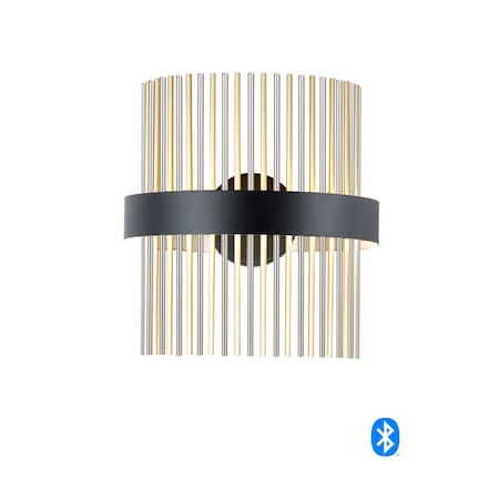 Et2 Chimes 2-Light 7" Wide Black / Satin Nickel / Satin Brass Wall Sconce E34201-BKSNSBR